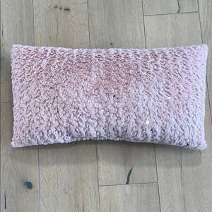 Pink Fuzzy Decorative Pillow w/Shiny Silver Accents